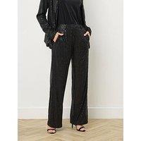 Long Tall Sally Sequin Wide Leg Trouser 34" - Black