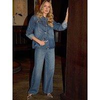 Long Tall Sally Embellished Denim Wide Leg Jean 34" - Blue