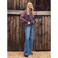 Long Tall Sally Raw Hem Wide Leg Jean 34" - Blue