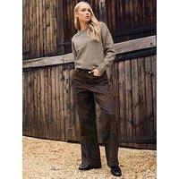 Long Tall Sally Leopard Print Wide Leg Jean 34" - Brown