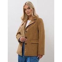 Yours Curve Suedette Blazer - Brown