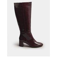 Yours Knee High Block Heel Boot - Red