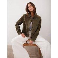 Mint Velvet Khaki Suede Pocket Jacket - Green