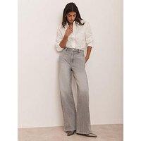 Mint Velvet Washed Clean Wide Jean - Grey