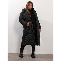 Yours Curve Midaxi Padded Coat - Black