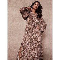 Mint Velvet Snake Print Dress - Brown