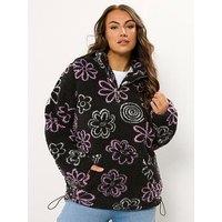Yours Curve Sherpa Borg Fleece - Black