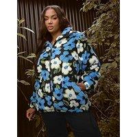 Yours Curve Zip Thru Feather Fleece - Black