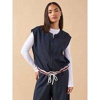 Pixiegirl Petite Contrast Hem Gilet - Blue