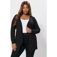 Yours Curve Waterfall Cardigan - Black