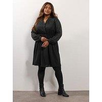 Yours Curve Lurex Notch Neck Dress - Black