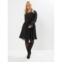 Yours Curve Diamante Trickle Dress - Black