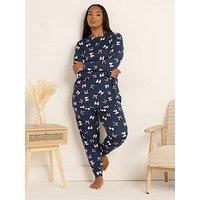 Yours Curve Soft Touch Long Sleeve Pj Set - Blue