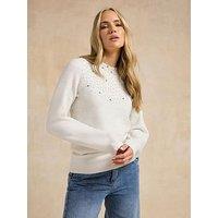 Long Tall Sally Embellished Bead Jumper - Ivory