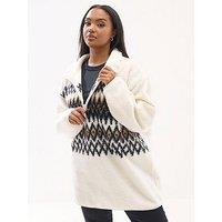 Yours Curve Half Zip Mini Borg Fleece - Natural