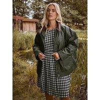 Yours Curve Waxy Parka Jacket - Green