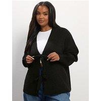 Yours Curve Double Tie Cardigan - Black