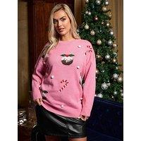 Yours Curve Candy Cane Jumper
