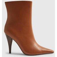 River Island Brown Faux Leather Heeled Ankle Boots - Brown