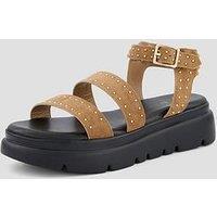 The Very Collection Gladiator Flatform Sandals - Tan