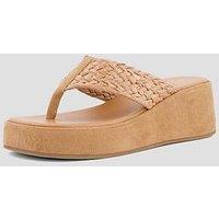 The Very Collection Wide Fit Thong Wedge Sandals - Beige