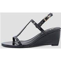 The Very Collection Strappy Wedge Patent Sandal - Black