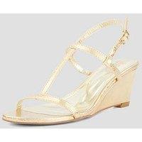 The Very Collection Strappy Wedge Patent Sandal - Gold