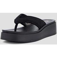 The Very Collection Wedge Toe Thong Sandal - Black