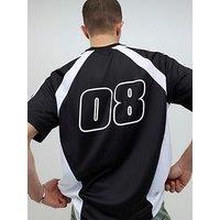 River Island Montprix Football Short Sleeve T-Shirt - Black