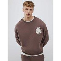 River Island Floral Rope Crew Sweatshirt - Brown