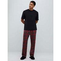 River Island Check Bottom Loungewear Pyjama Set - Red