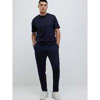River Island Slim Interlock Pintuck Joggers - Navy