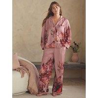 B By Ted Baker Floral Through Satin Pyjama Set - Pink