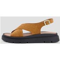 The Very Collection Wide Fit Leather Comfort Cross Strap Sandal - Tan