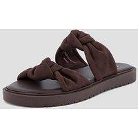 The Very Collection Wide Fit Comfort Knotted Slider Sandal - Chocolate