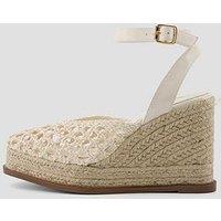 The Very Collection Raffia Crochet Close Toe Wedge Shoe - Cream