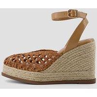The Very Collection Raffia Crochet Close Toe Wedge Shoe - Brown