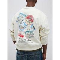 River Island Swiss Ski Badge Graphic Crew Sweatshirt - Cream
