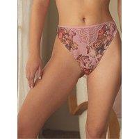B By Ted Baker High Leg Satin And Lace Briefs - Pink