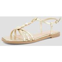 The Very Collection Wide Fit Shell Embellished Flat Sandal - Gold