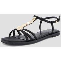 The Very Collection Wide Fit Shell Embelished Flat Sandal - Black