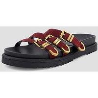 The Very Collection Strappy Buckle Footbed Slider Sandal - Burgundy