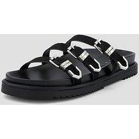 The Very Collection Strappy Buckle Footbed Slider Sandal - Black