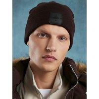 River Island Badge Hat Beanie Hat - Brown