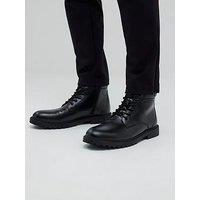 River Island Clean Padded Collar Lace Up Boot - Black