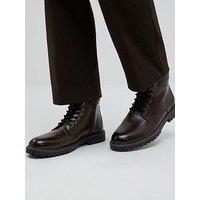 River Island Clean Padded Collar Lace Up Boot - Brown