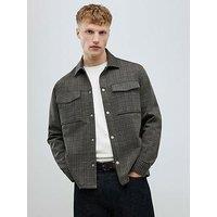 River Island Heritage Check Overshirt - Brown