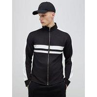 River Island Stripe Funnel Neck Jacket - Black