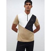 River Island Asymmetric Blocked Short Sleeve Polo Shirt - Multi