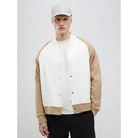 River Island Colour Block Bomber Jacket - Beige
